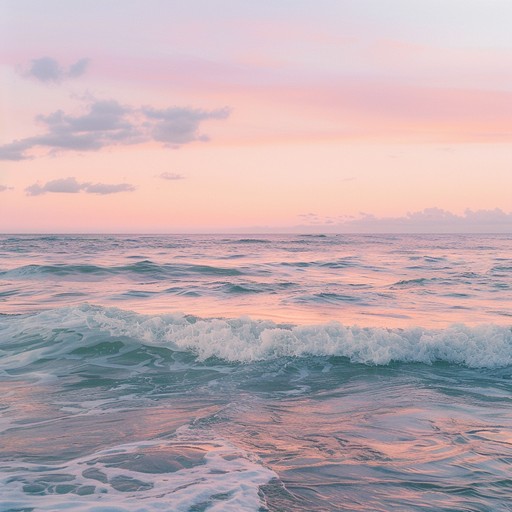 Let the smooth synth waves wash over you, creating a dreamy soundscape reminiscent of twilight oceans, bringing forth tranquil romantic moments.