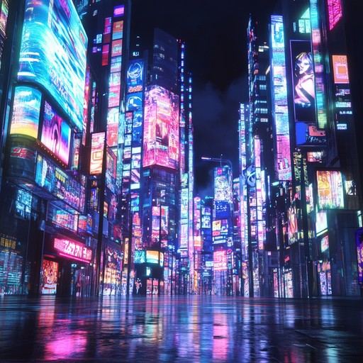 A deep dive into a neon lit dystopian cityscape where pulsing synths, haunting melodies, and relentless rhythms intertwine to create a haunting, futuristic ambiance echoing the sprawling urban wilderness