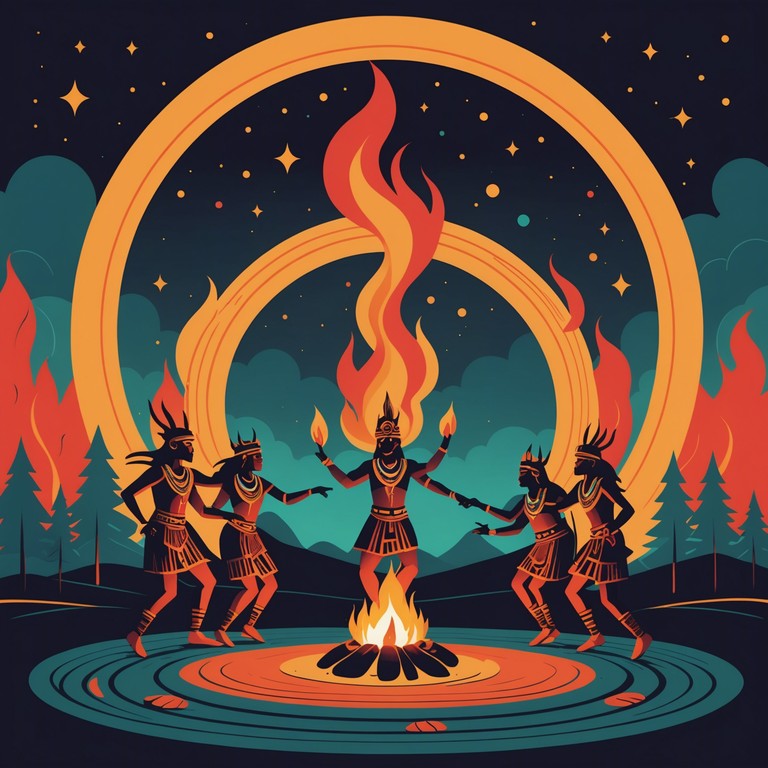 This track captures the jubilant essence of a tribal celebration, utilizing powerful drum beats to evoke the feel of a festive, communal dance around a nighttime fire. Deep, resonant drumming forms the heart of the piece, mirroring the pulse of the earth and the tribe’s connection to their ancestral roots.