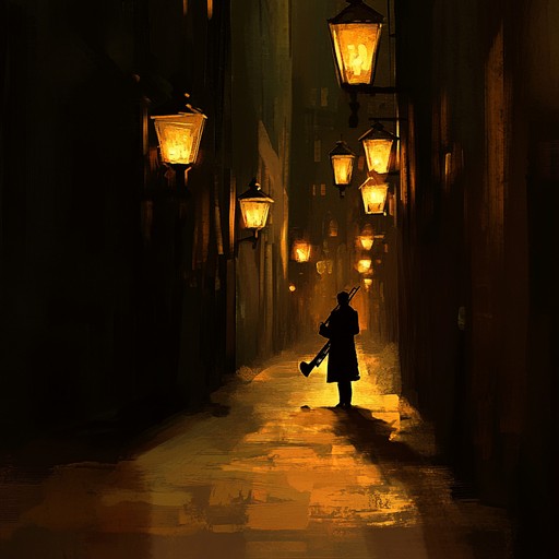 An edgy klezmer piece that evokes the tension of navigating shadowy alleyways at night, with rapid tempos, minor key melodies, and unexpected pauses. It's a shimmering blend of traditional klezmer instrumentation with a dark, cinematic twist, making listeners anticipate what hidden turn might come next.