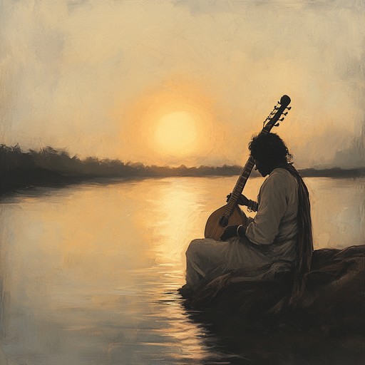 Immerse yourself in a morning by the river with sitar melodies intertwined with electric guitar, blending raga structures with the rawness of rock. A tranquil yet powerful experience of indian classical and western rock fusion.