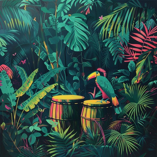 A dynamic drum and bass track featuring robust, high energy beats intertwined with tribal rhythms and exotic soundscapes, evoking the vibrancy of a jungle safari. This composition will transport listeners to an adventurous realm with its energetic and immersive feel.