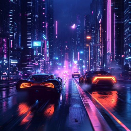 An instrumental groovy synthwave track that combines pulsating electronic beats with lush retro synth melodies, capturing the essence of 1980s neon lit cityscapes. The song builds with rhythmic basslines, soaring synth leads, and atmospheric pads, creating a nostalgic yet modern vibe perfect for cruising through futuristic urban environments.