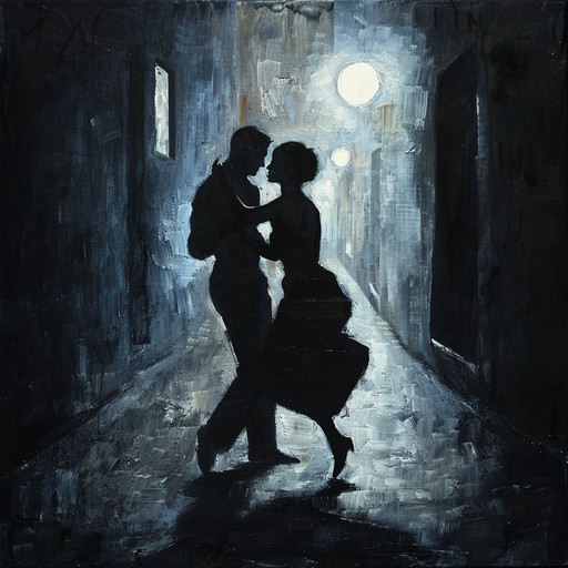 A suspenseful latin jazz composition where eerie percussion and brass melodies conjure up images of a shadowy tango, teeming with mystery and allure.