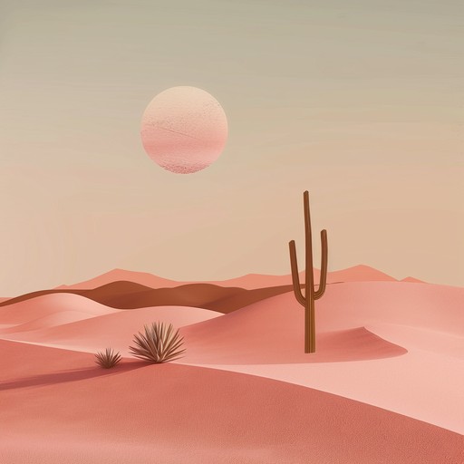 Envision a lone traveler navigating the vast, arid desert under the scorching sun. The music captures the heat mirages on the horizon, with shimmering synth pads and a gentle, rhythmic pulse emulating the relentless heat. This minimalist composition expresses the beauty and severity of the desert environment