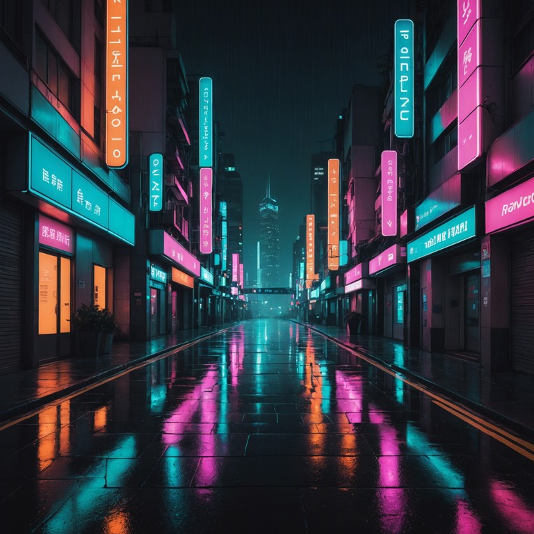 This composition portrays the inner reflections of a solitary figure navigating through the luminescent yet desolate urban sprawl, where every neon light emphasizes the profound solitude.