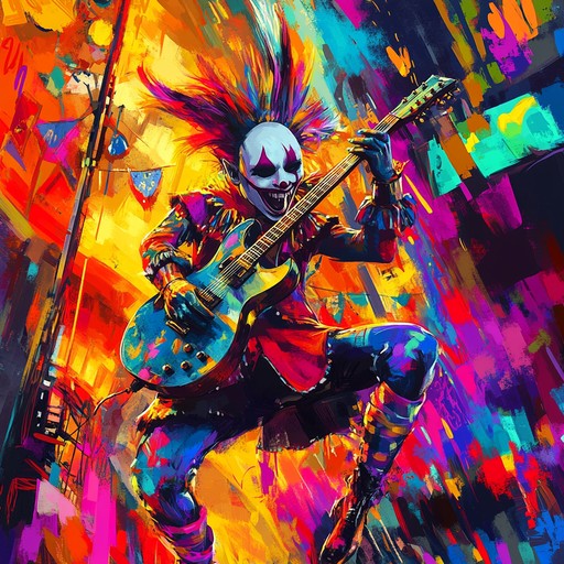 An energetic instrumental heavy metal track that combines playful and whimsical melodies with powerful and hard hitting guitar riffs. The song features rapid tempo changes and a blend of heavy distortion with light hearted musical themes to create a fun and engaging listening experience.