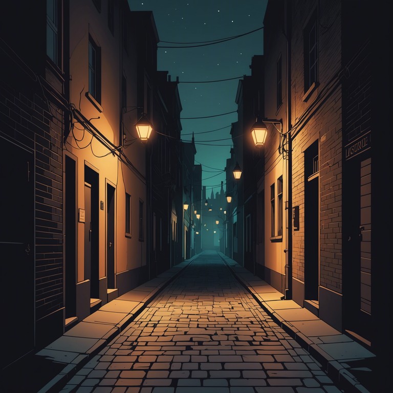 In this track, sinister ambient sounds capture the essence of an eerie night in a forgotten urban landscape. Intermittent echoes of distant footsteps and the sound of the wind through narrow passages create a haunting atmosphere. The music delves into the feeling of isolation among the city’s towering silhouettes under the pale moonlight, embodying the vibe of mystery and apprehension.