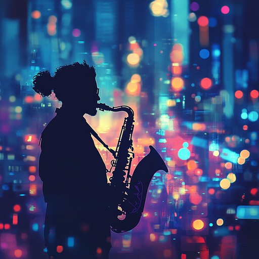 An energetic instrumental fusing gritty saxophone with vibrant latin jazz rhythms, evoking the pulse of city nights and urban landscapes.