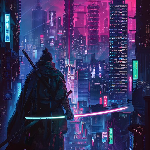 Imagine an intense journey through a neon lit cyberpunk tokyo where traditional japanese instruments and electronic beats dance. The track combines the delectable sound of the shamisen with glitch effects and bass heavy synth lines, creating a unique edgy fusion that is both futuristic and nostalgic. It’s perfect for an intense, fast paced cinematic experience or an adrenaline pumping video game soundtrack.