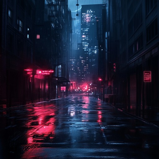 Navigate a dystopian urban environment with brooding synthesizers and intricate idm rhythms. Each note pulses through the darkness like flickering neon lights in an empty city. Glitch effects accentuate the desolation, crafting a reflective and surreal atmosphere.