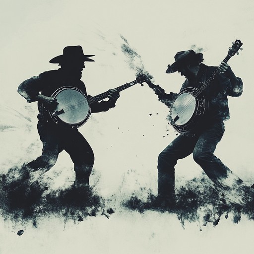 A dynamic and fast paced instrumental featuring quick, intense banjo picking. It evokes the drama of a fast paced duel or competition, merging traditional bluegrass sounds with modern aggressive energy.