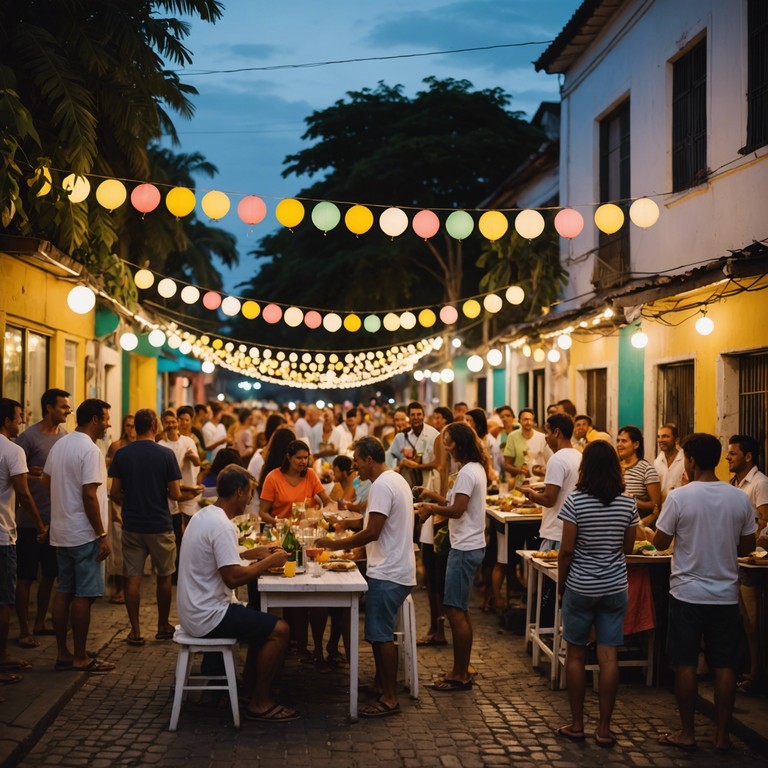 Imagine a scene filled with the vibrant colors of a brazilian countryside at dusk, where locals gather to enjoy music and dance after a day's work, energized by the rhythms of a skilled accordion player setting the tone for an unforgettable evening.