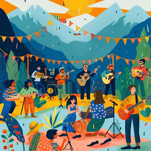 This spirited instrumental piece embodies the joy and energy of mountain gatherings, with quick banjo riffs and rhythmic guitar creating a lively, feel good tune perfect for sunny, outdoor scenes.