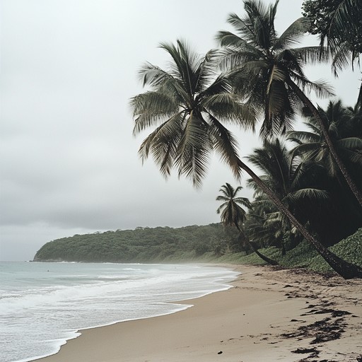 A slow tempo calypso with melancholic steel drums, mimicking the sound of raindrops falling on a tin roof under a gloomy caribbean sky, evoking a deep sense of reflection and sadness. The melody gently rises and falls, mirroring the unpredictability of tropical rain, and is accompanied by subdued percussion that creates a persistent yet gentle rhythm, like the constant patter of rain. The song conveys a quiet introspection, perfect for those moments of solitude and longing.