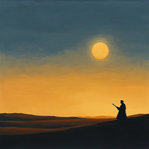 This instrumental piece captures the essence of an expansive desert landscape with its hauntingly beautiful melodies and aching rhythms. Utilizing traditional middle eastern scales and instruments, it pulls the listeners into a world of nostalgia and intense yearning, as if echoing the cries of ancient voices carried by winds over dunes.