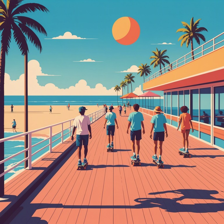 Imagine cruising down a sunlit boardwalk, rollerblades on, with funky, joyous 80s synth music setting a playful and light hearted soundtrack to a day of simple pleasures.