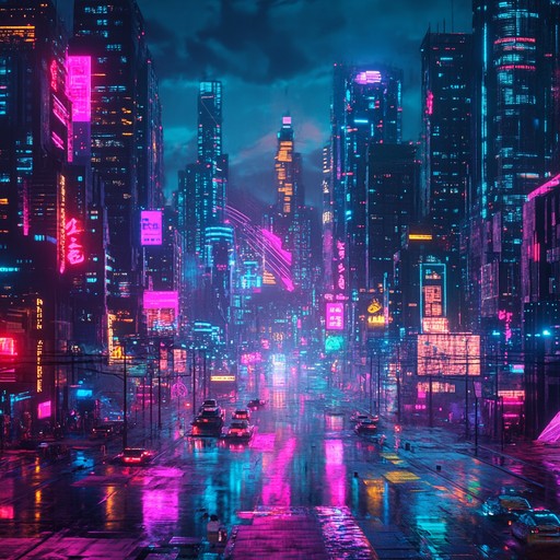 Experience the electrifying vibes of a neon lit city through dynamic synths and powerful rhythms. This track transports you to a cyberpunk world full of energy and excitement, ideal for nighttime adventures and futuristic journeys.