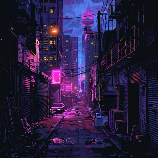 This track features intense synth driven beats and melodies that build suspense, immersing the listener into a neon lit cyberpunk world filled with tension and high stakes.