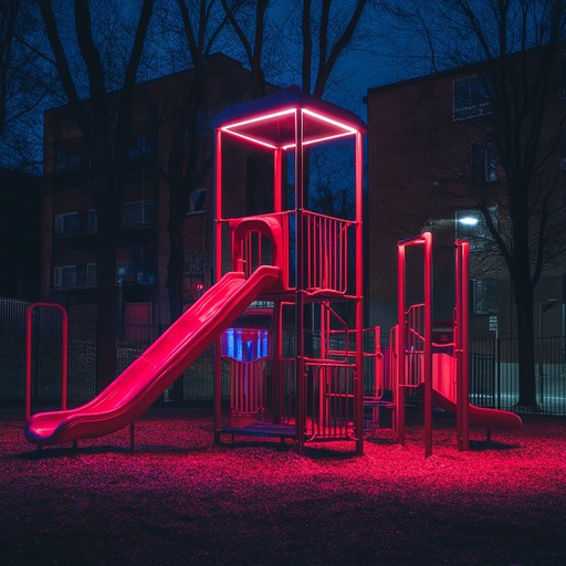 A joyous and upbeat suomipop track reflecting the vibrancy and excitement of a neon lit playground at night. Adorned with lively synth melodies and playful rhythms, the composition evokes a carefree and uplifting spirit, perfect for capturing the essence of urban fun under the city lights.