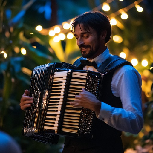 Experience the magic of moonlit polka with entrancing accordion melodies that evoke passionate and romantic dance moments under the stars. With its dynamic rhythms and enchanting harmonies, this piece promises an unforgettable night of musical charm.