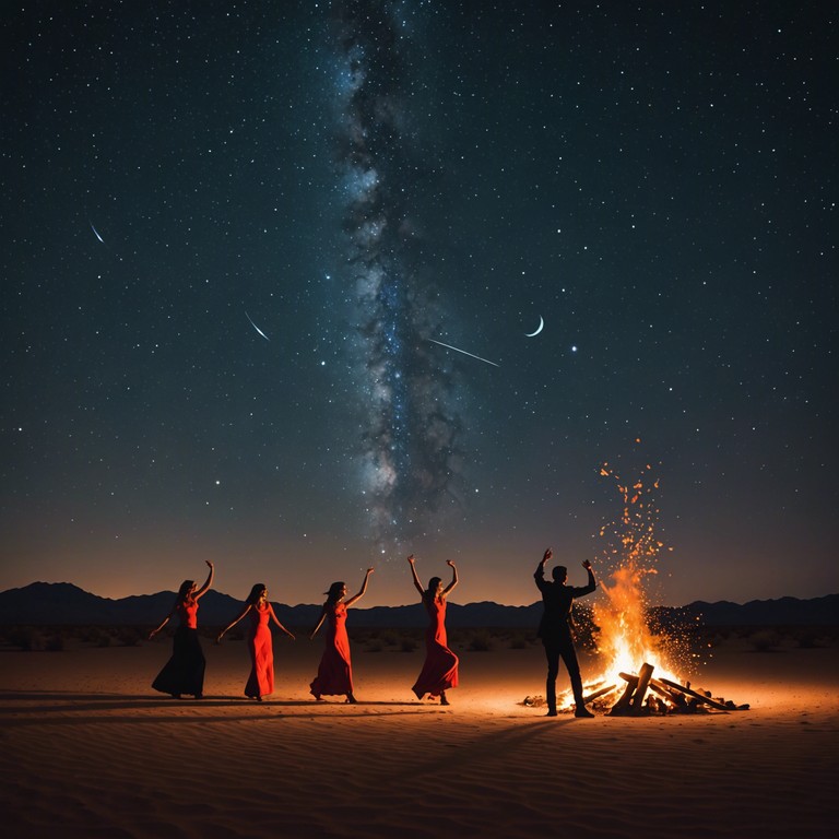 Expanding on the traditional sounds originating from the middle east, this song merges oud with modern electronic beats to produce a dynamic track perfect for a lively celebration under starlit skies.