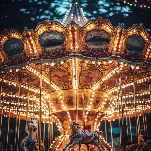 An energetic instrumental track that combines the flamboyance of glam rock with playful melodies reminiscent of a carousel. Bright guitar riffs twirl alongside sparkling synths, creating a festive atmosphere that invites listeners to dance and celebrate.