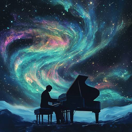 An evocative instrumental blending flowing piano melodies with subtle tones inspired by nordic landscapes. The composition captures the ethereal beauty and mystery of the night sky, encouraging introspection and a deep connection with nature.