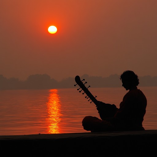 An instrumental composition centered around the sitar, evoking the tranquil ambiance of the ganges river at dusk. The gentle melodies invite the listener into a state of contemplation and serenity, embodying the rich tradition of hindustani music.