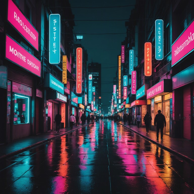 A composition blending smooth jazz elements with pulsating dance beats that harness the liveliness of a bustling city nightlife. Electric piano laces its way through the vibrant rhythm, epitomizing the cool yet lively pulse of neon lit streets.