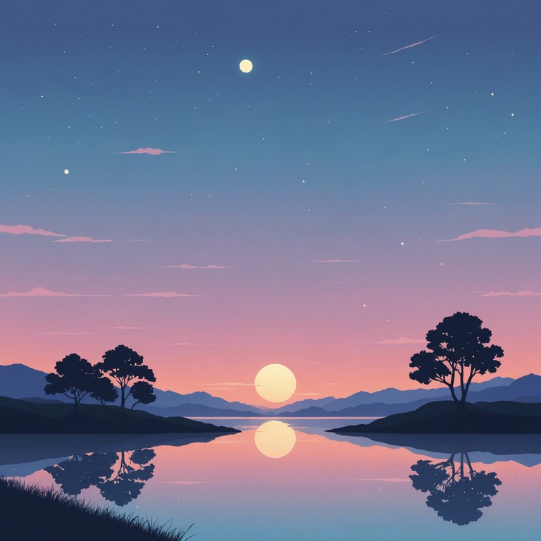 This composition captures the essence of twilight's peaceful transition with a gentle, flowing melody designed to calm and soothe the listener. It uses subtle shifts in dynamics to convey the quiet beauty of evening turning into night