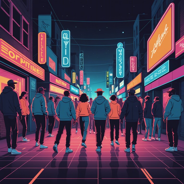 Imagine a track where vibrant dance beats fuse seamlessly with smooth, flowing synths and a punchy bass, capturing the essence of a lively street dance scene. The music embodies the high energy atmosphere of urban dance battles and late night dance clubs, creating an irresistible groove that encourages everyone to move.