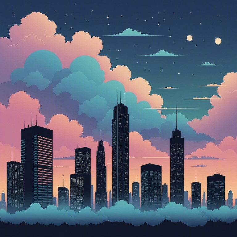 Immerse yourself in a sound journey where dreamlike synthesizer melodies intertwine with the solid beats of urban hip hop, creating a peaceful yet intriguing atmosphere that transports the listener to a celestial cityscape.