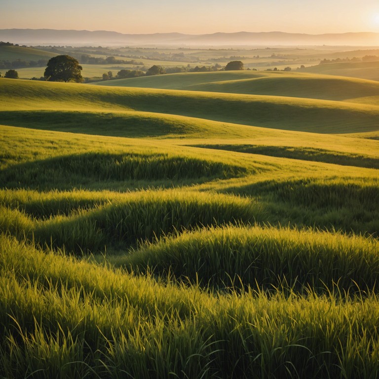 A soothing, melodic tune that invokes images of vast, open prairies kissed by the warm sunset. The harmonious strumming of an acoustic guitar melds with the soft whispers of nature, creating a serene soundscape that encourages relaxation and contemplation. Ideal for unwinding after a long day or meditative introspection.