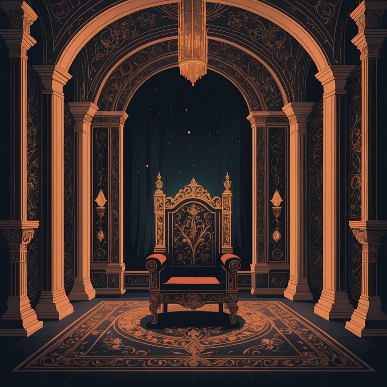 Imagine the curtain rising on a grand court, where royal intrigue and stately characters come to life through a series of dynamic orchestral sweeps, led predominantly by an electric guitar. The piece flirts with elements of classical grandeur and modern rock, crafting a backdrop fit for a theatrical tale of power, betrayal, and regalia.