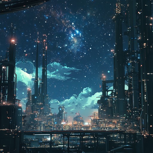 An evocative blend of atmospheric textures and mechanical beats, “celestial iron rhythms” captures the essence of cosmic beauty and industrial grit. Enveloping ethereal soundscapes are seamlessly fused with driving rock rhythms, producing a compelling auditory experience.