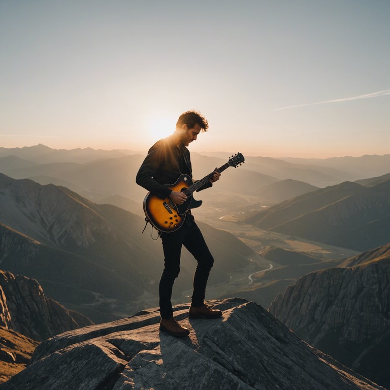 Imagine an overwhelming surge of energy as each chord strikes, painting sonic landscapes of vast mountain ranges under a stormy sky, symbolizing the struggle and ultimate conquest of one's challenges.