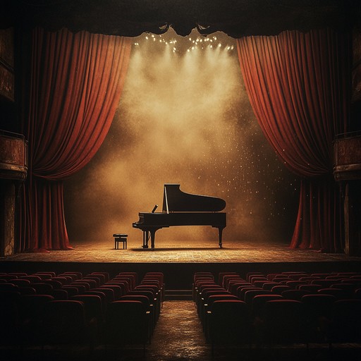 An evocative piano composition that weaves tender melodies inspired by quiet moments behind the curtain in a 1920s parisian theater, blending romantic era influences with a theatrical atmosphere to create an intimate and nostalgic mood.