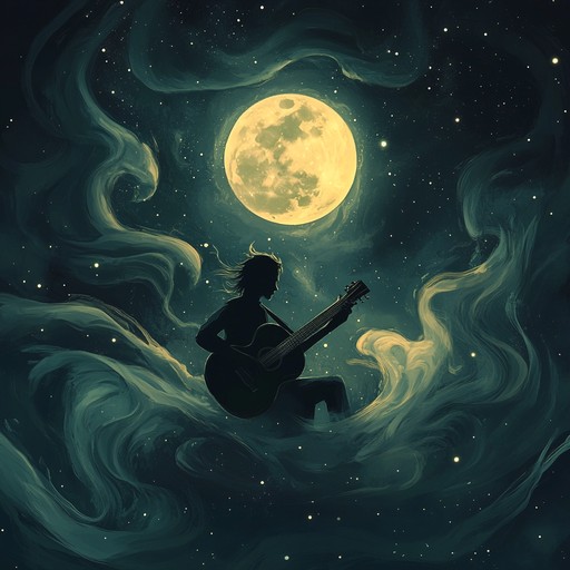 An immersive instrumental piece combining the soulful essence of blues rock with dreamlike, ethereal tones. The electric guitar weaves through layers of reverb and atmospheric textures, creating a floating sensation reminiscent of drifting through velvet skies at midnight.