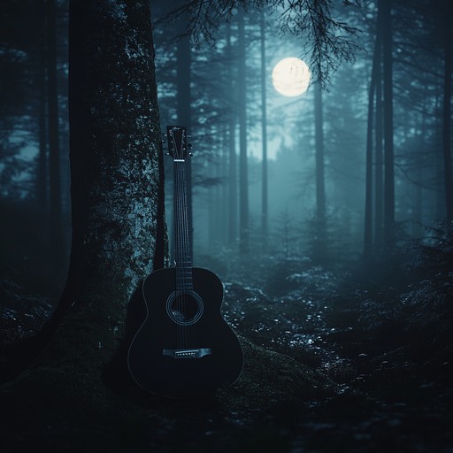 A delicate instrumental folk piece featuring soft acoustic guitar, evoking the serene ambiance of a moonlit forest, where the whispers of the trees and gentle rustling of leaves create a peaceful, intimate atmosphere.