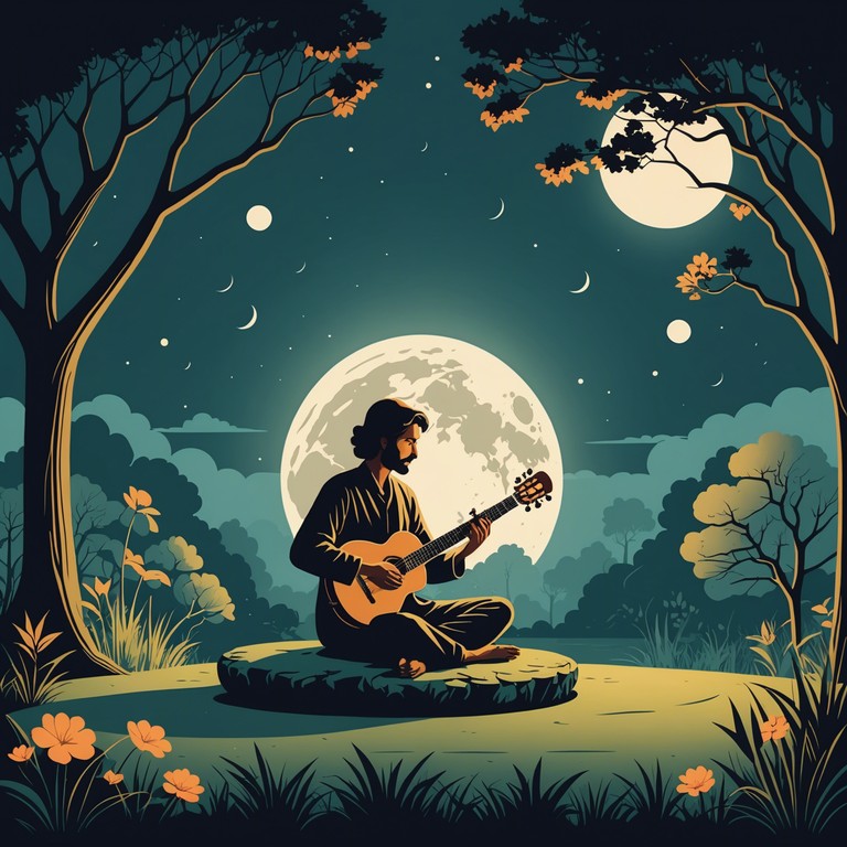 Imagine the calming essence of a serene evening where each note of the sitar deepens your sense of peace and meditation, integrating classical depth with ambient textures for a soulful experience.