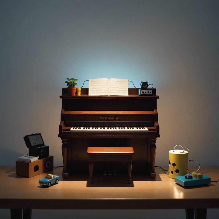 This composition delights the senses by blending the seemingly simple tones of a toy piano with complex electronic music, creating a playful yet sophisticated auditory experience. The track transcends typical children's music by introducing electronic elements that add depth and excitement, making it suitable for a varied audience who appreciates creativity and innovation in music.