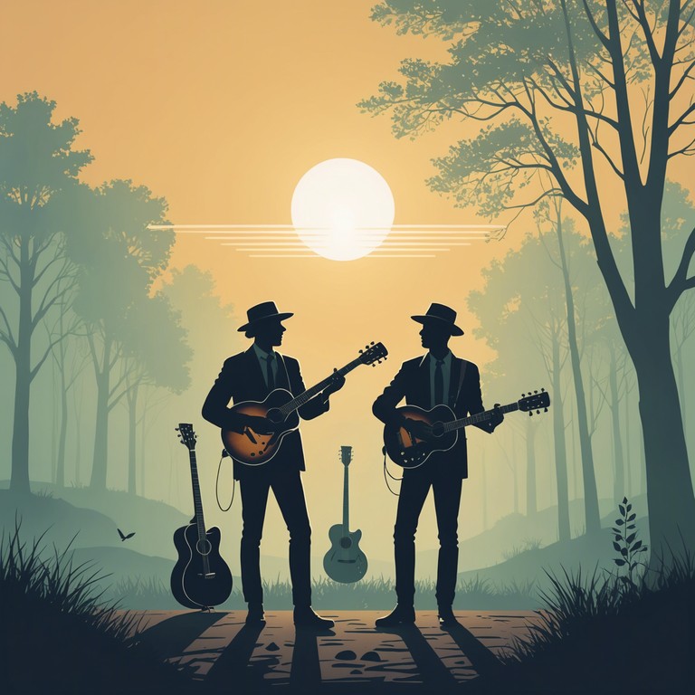 In this avant garde musical piece, traditional bluegrass banjos intertwine with the raw energy of electric guitars, creating a surprising and edgy sound that challenges the conventional boundaries of genre. This composition celebrates the clash of old and new, questioning the limits of musical fusion while maintaining a vibrant rhythmic base that is both compelling and dissonant.