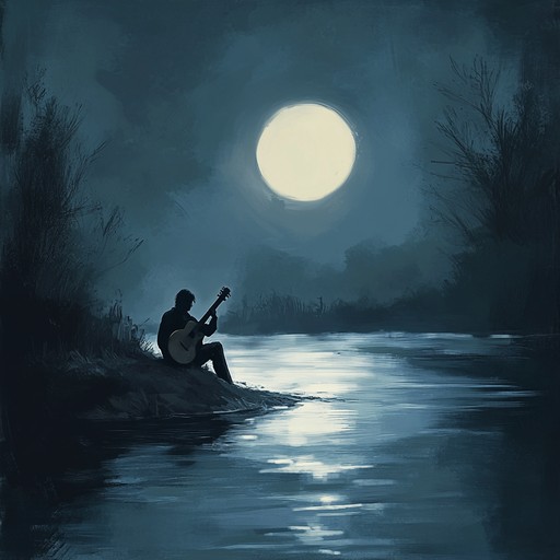 A slow, haunting guitar melody that captures the essence of heartache and longing. The soulful chords gently weep, painting a vivid picture of solitude along a quiet, moonlit river. Each note resonates with a deep sense of loss and a distant hope for better days.