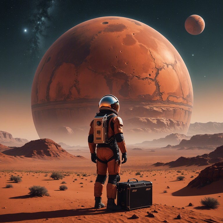 Imagine a polka inspired tune playing softly across the red dunes of mars, synthesizing traditional earth music with the alien environment of the martian landscape. This track features otherworldly accordion patterns that somehow still evoke a spirited polka vibe, transforming the known into the extraterrestrial realm.