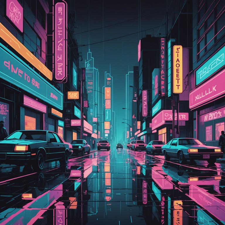 Venturing through a cyberpunk city, this alternative version emphasizes the relentless rhythm that echoes the synthetic heartbeat of its cyber inhabitants, spotlighting the blend of aggressive music with the ethereal sounds of an electric guitar.