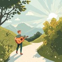 cheerful troubadour piece evoking carefree, light hearted summer adventures