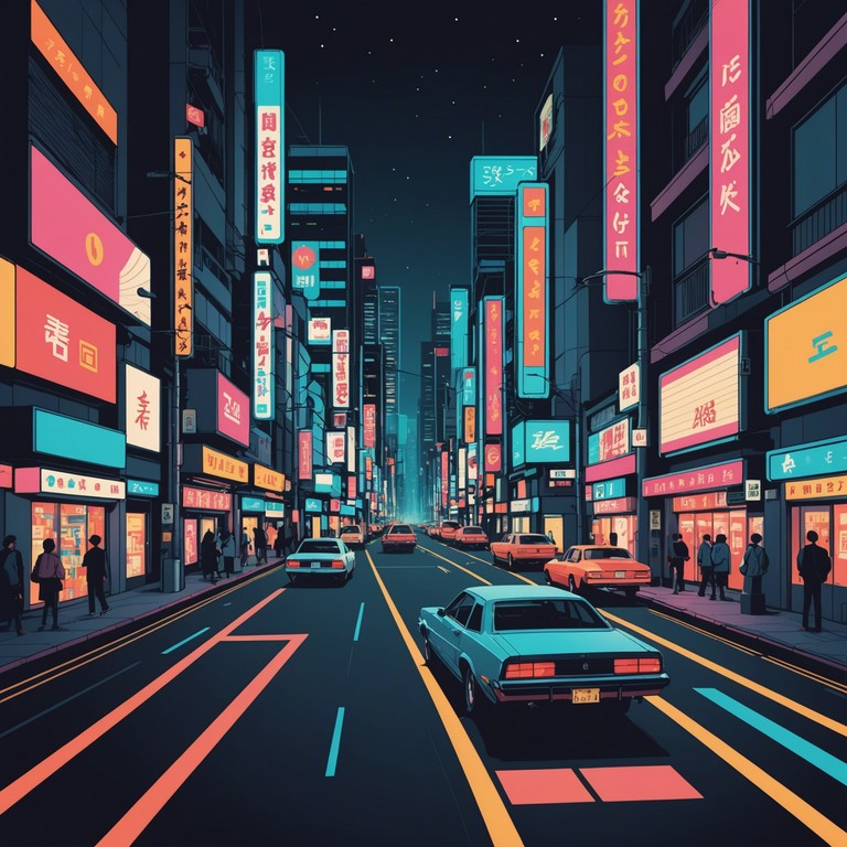 Imagine speeding through tokyo at night with pulsating synths and electrifying beats capturing the essence of the city's nocturnal pulse. The track embodies the lively spirit of modern tokyo, merging traditional elements with futuristic sounds.