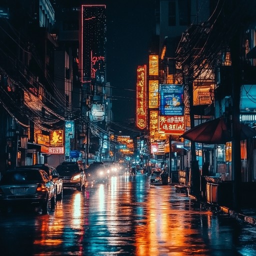 Imagine walking through a foggy, rain soaked metropolis. Neon signs flicker in a symphony of colors as the ambient sound of a distant city buzzes beneath the warm, brooding melodies of a synthesizer. The vibe is both nostalgic and futuristic, capturing the essence of a cyberpunk world where technology and emotion collide.