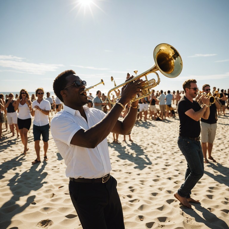 This instrumental song features an uplifting blend of classic dub rhythms intertwined with a playful trumpet lead, creating a sunny, feel good atmosphere perfect for a beach party or a leisurely drive. The track exudes a sense of joy and relaxation, underlined by a warm, rhythmic bass and scattered, echoey effects typical of dub music.